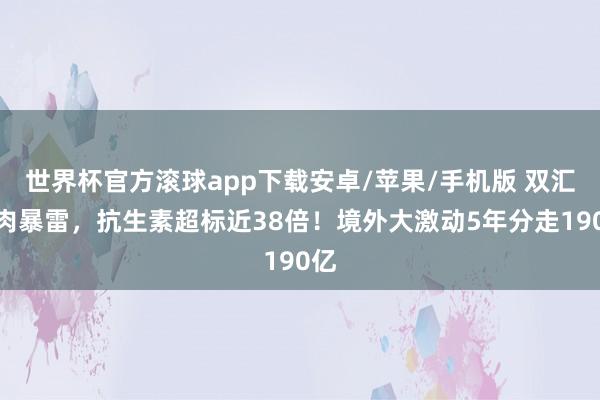 世界杯官方滚球app下载安卓/苹果/手机版 双汇猪肉暴雷,抗生素超标近38倍!境外大激动5年分走190亿