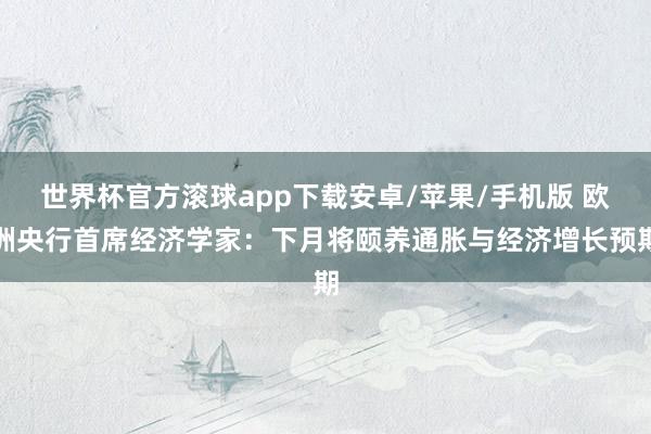 世界杯官方滚球app下载安卓/苹果/手机版 欧洲央行首席经济学家:下月将颐养通胀与经济增长预期