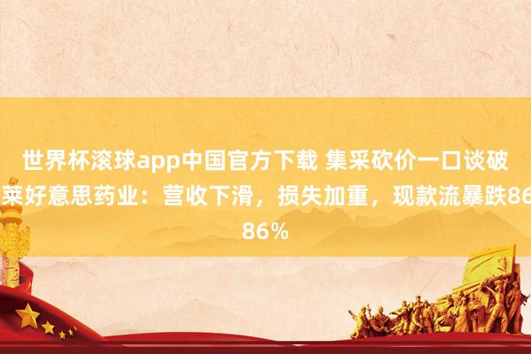 世界杯滚球app中国官方下载 集采砍价一口谈破!莱好意思药业:营收下滑,损失加重,现款流暴跌86%