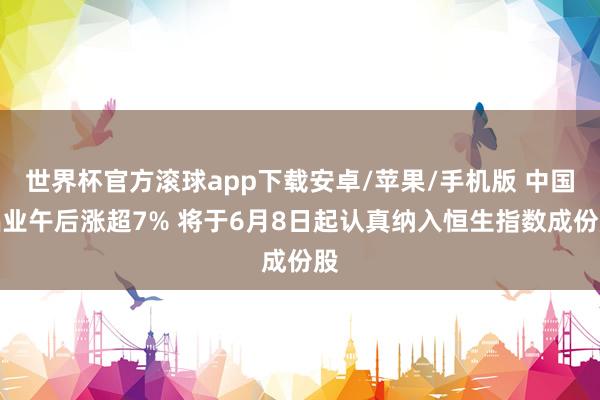 世界杯官方滚球app下载安卓/苹果/手机版 中国铝业午后涨超7% 将于6月8日起认真纳入恒生指数成份股