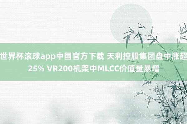 世界杯滚球app中国官方下载 天利控股集团盘中涨超25% VR200机架中MLCC价值量暴增