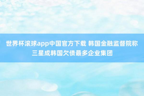 世界杯滚球app中国官方下载 韩国金融监督院称三星成韩国欠债最多企业集团