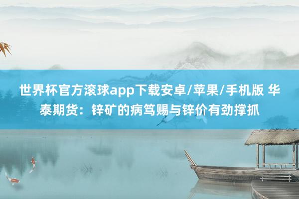世界杯官方滚球app下载安卓/苹果/手机版 华泰期货:锌矿的病笃赐与锌价有劲撑抓