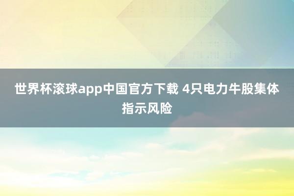世界杯滚球app中国官方下载 4只电力牛股集体指示风险