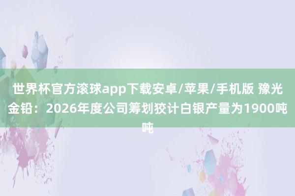 世界杯官方滚球app下载安卓/苹果/手机版 豫光金铅:2026年度公司筹划狡计白银产量为1900吨