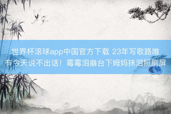 世界杯滚球app中国官方下载 23年写歌路唯有今天说不出话!霉霉泪崩台下姆妈抹泪照刷屏