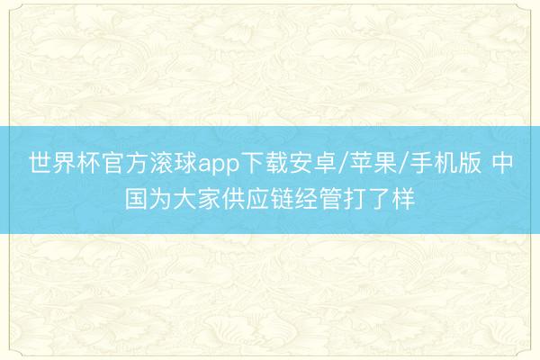 世界杯官方滚球app下载安卓/苹果/手机版 中国为大家供应链经管打了样