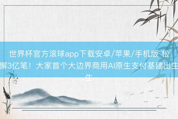 世界杯官方滚球app下载安卓/苹果/手机版 松懈3亿笔!大家首个大边界商用AI原生支付基建出生
