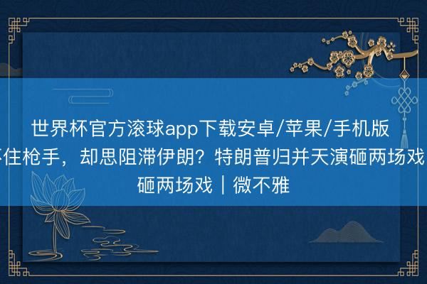 世界杯官方滚球app下载安卓/苹果/手机版 白宫防不住枪手,却思阻滞伊朗?特朗普归并天演砸两场戏|微不雅