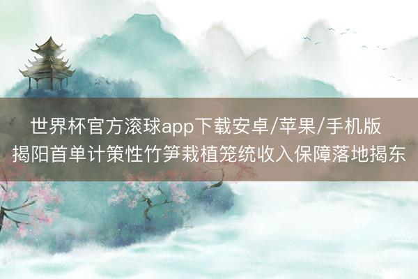 世界杯官方滚球app下载安卓/苹果/手机版 揭阳首单计策性竹笋栽植笼统收入保障落地揭东