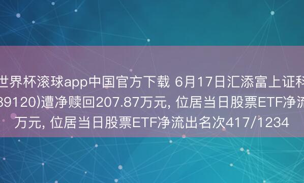 世界杯滚球app中国官方下载 6月17日汇添富上证科创板改进药ETF(589120)遭净赎回207.87万元, 位居当日股票ETF净流出名次417/1234