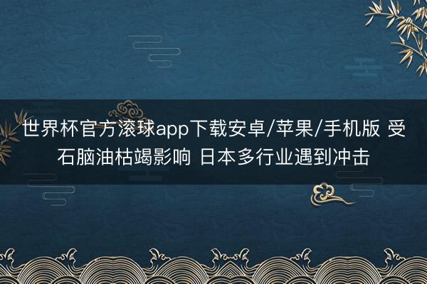 世界杯官方滚球app下载安卓/苹果/手机版 受石脑油枯竭影响 日本多行业遇到冲击